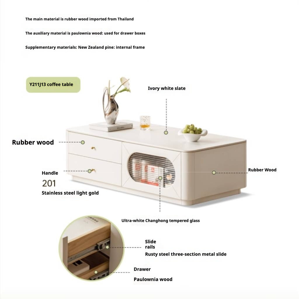 Solid Rubberwood Rock Board Coffee Table