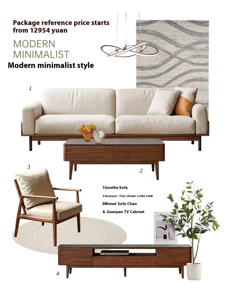 Sandalwood, Black Walnut Solid Wood Rock Plate Tea Table