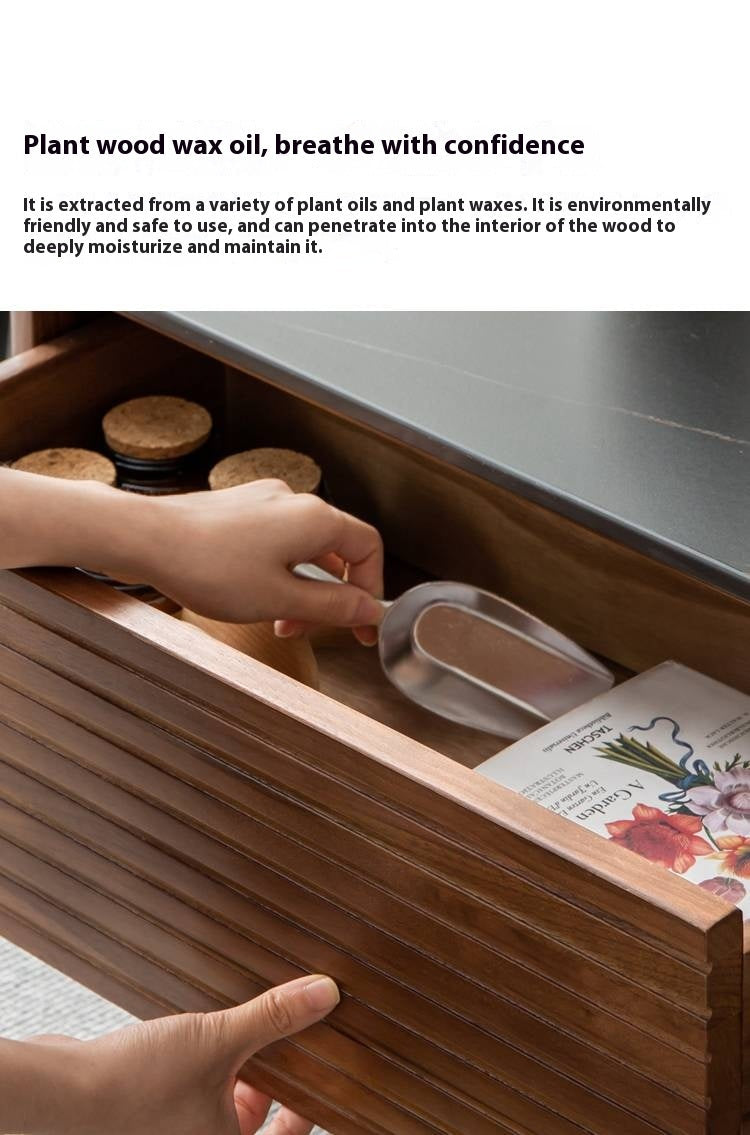 Sandalwood, Black Walnut Solid Wood Rock Plate Tea Table