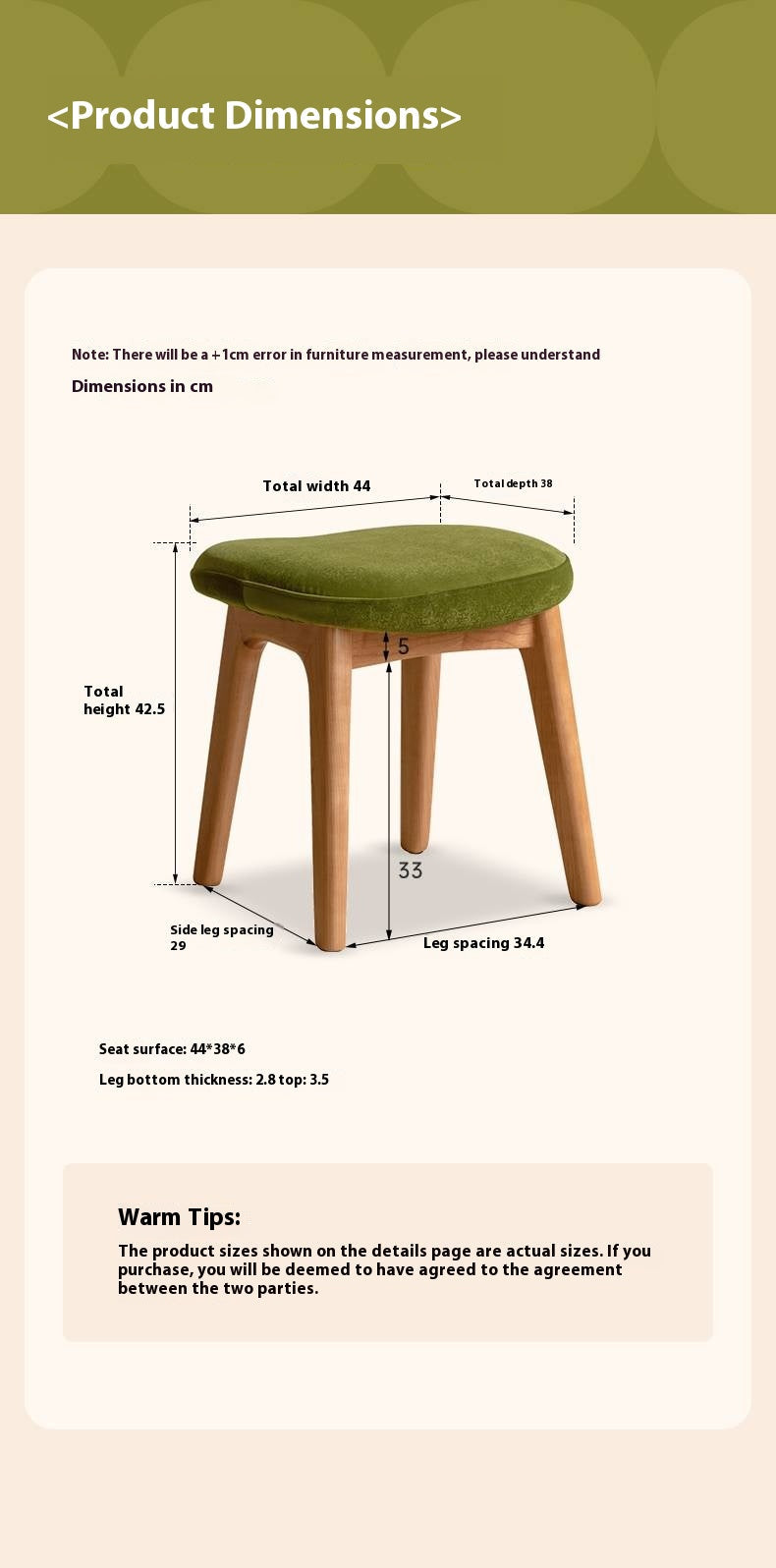 Oak, Cherry Solid Wood Makeup Stool