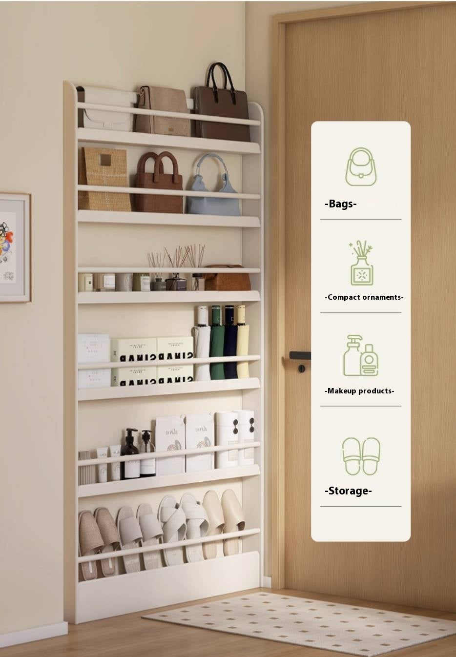 Rubberwood Solid Wood Cream Style Bookshelf