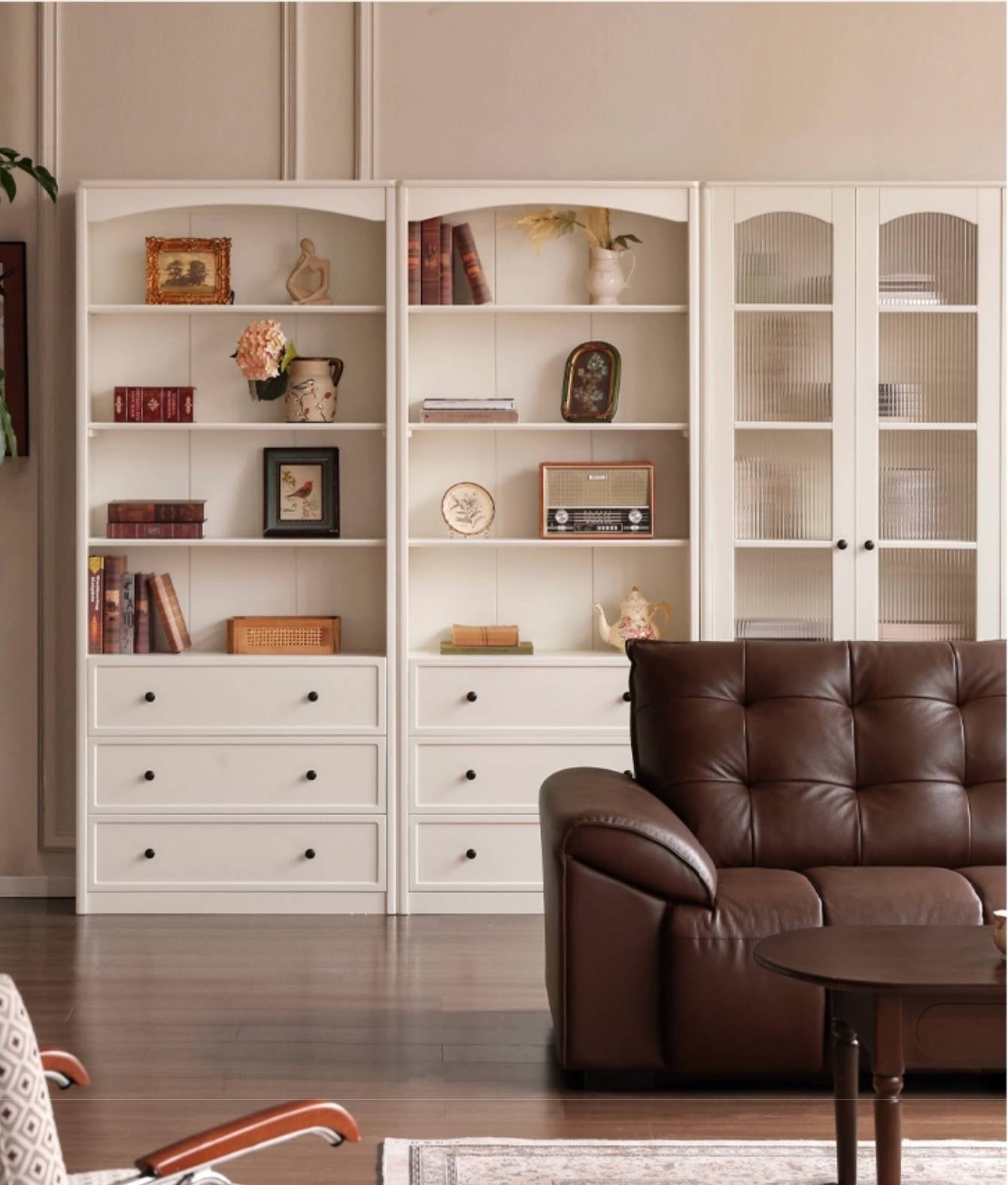 Rubberwood Solid Wood French Style Side Cabinet