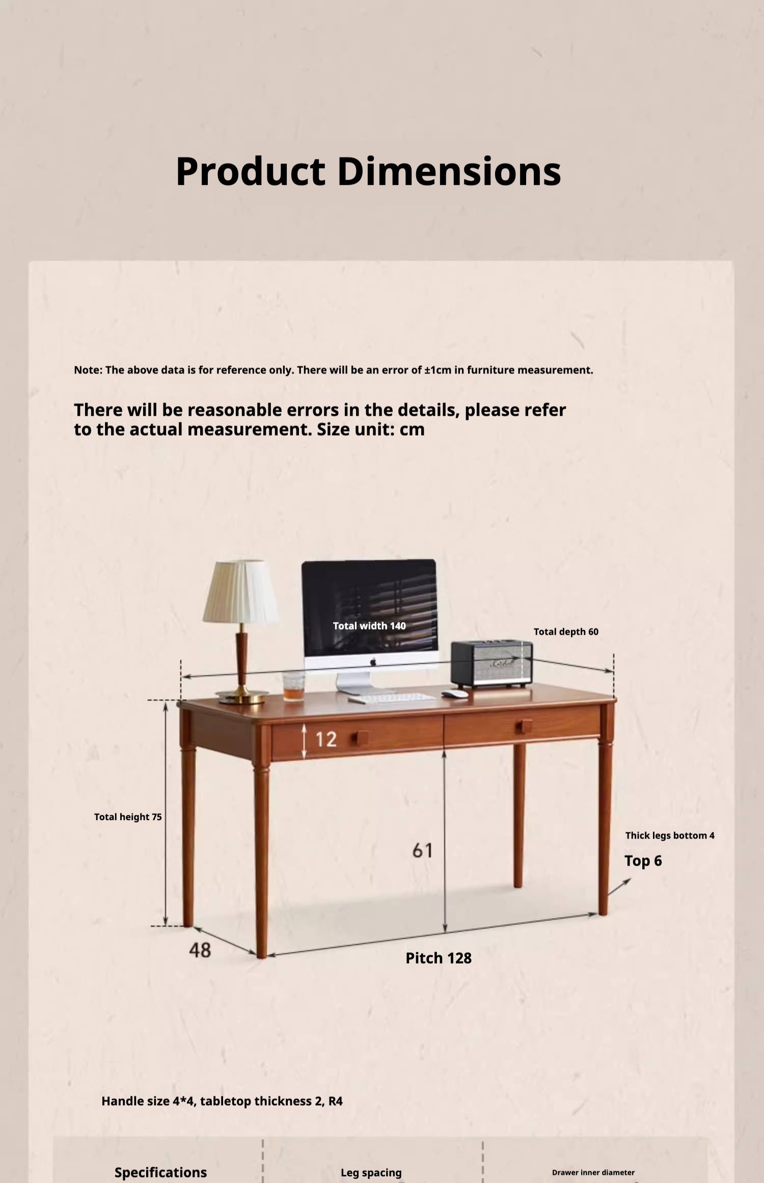 Tulip Tree Solid Wood Medieval Style Desk