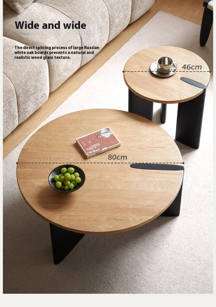 Poplar Solid Wood Wabi-Sabi Style Creative Round Coffee Table