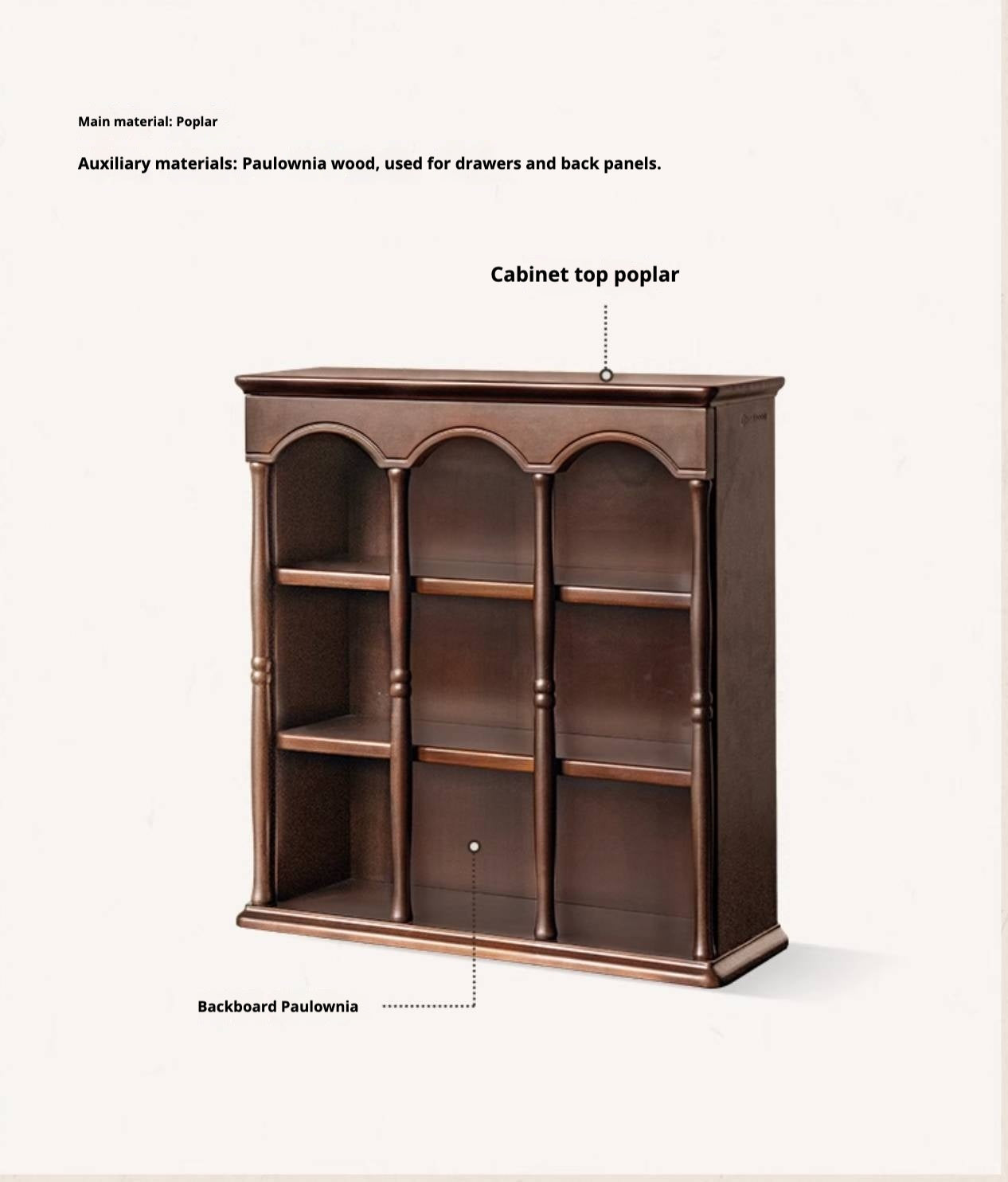 Poplar Solid Wood American Retro Side Cabinet