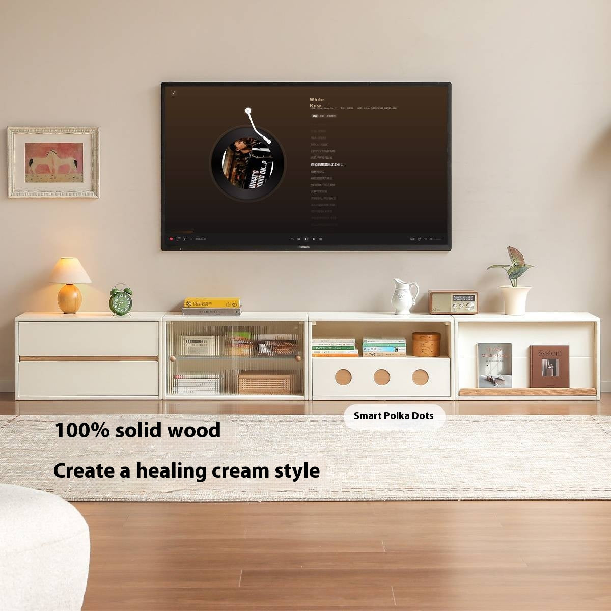 Rubber, Oak Solid wood Module Combination TV Stand.