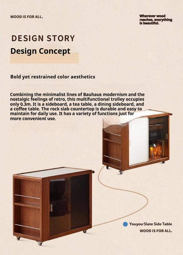 Poplar Solid Wood Middle-Aged Style Side Table