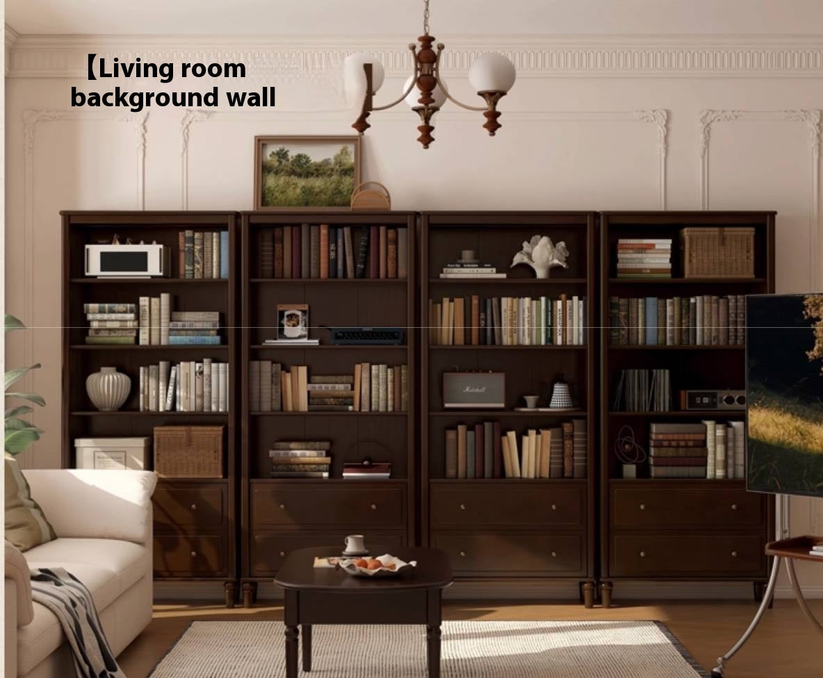 Poplar, Black Walnut Solid Wood American Style Bookcase