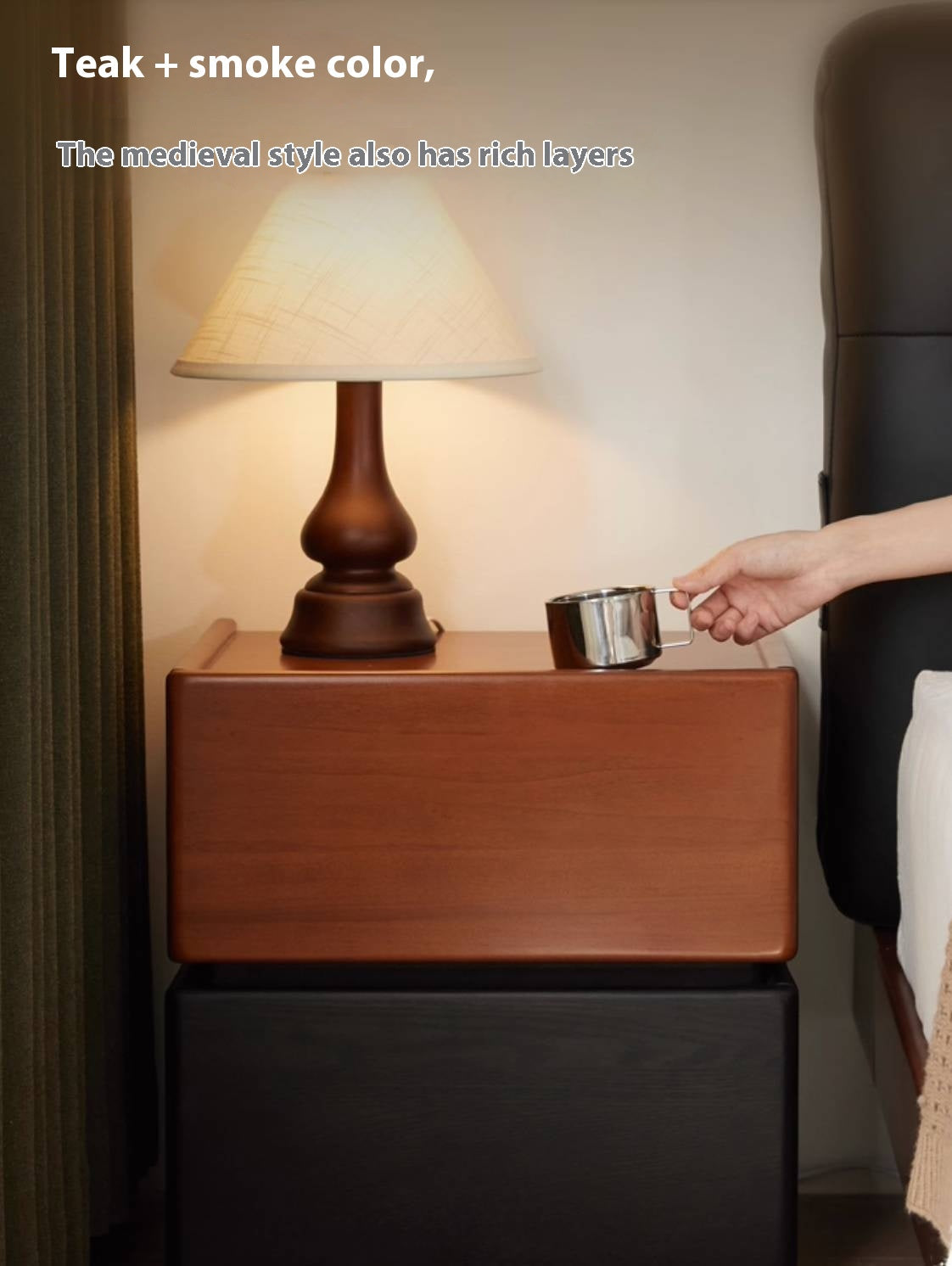 Oak, Ash Solid Wood Retro Style Nightstand