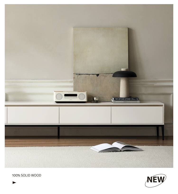 Poplar Solid Wood Cream Style TV Cabinet