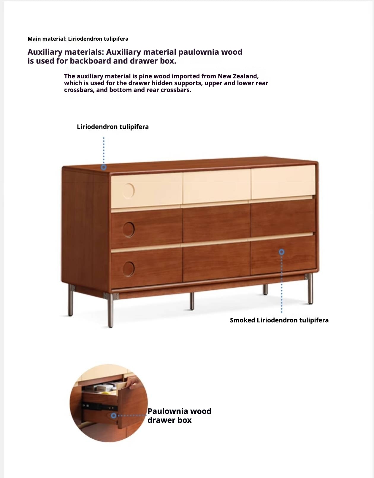 Poplar, Cherry Solid Wood Antique Style Drawer