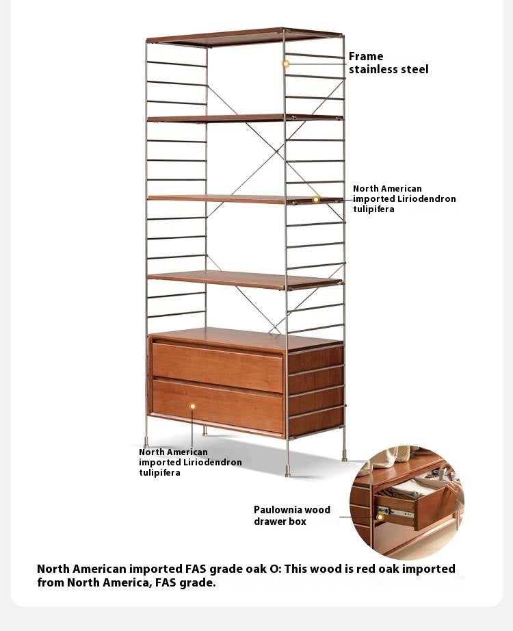 Oak Solid Wood Retro Style Side Cabinet