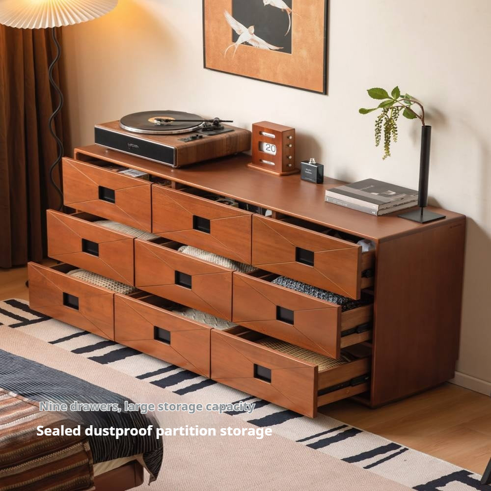 Poplar Solid Wood Medieval Style Drawer Cabinet