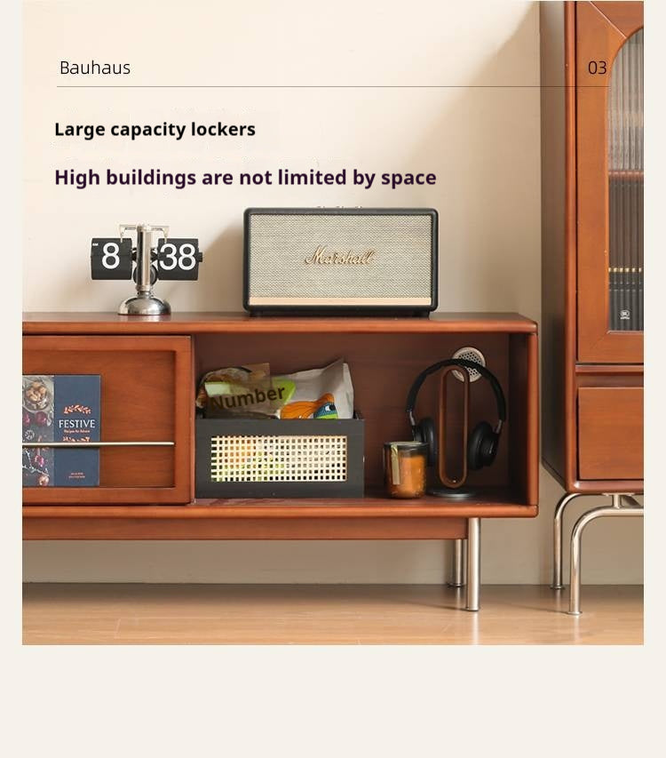 Poplar Solid Wood Bauhaus Style TV Cabinet