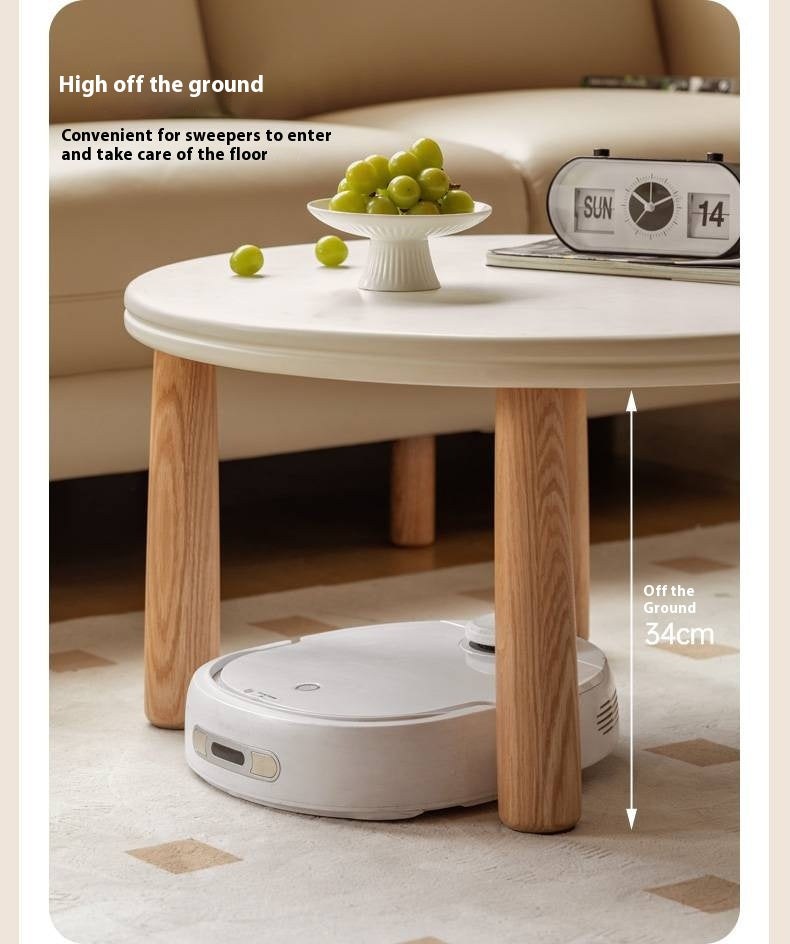 Oak Solid Wood Round Coffee Table Combination