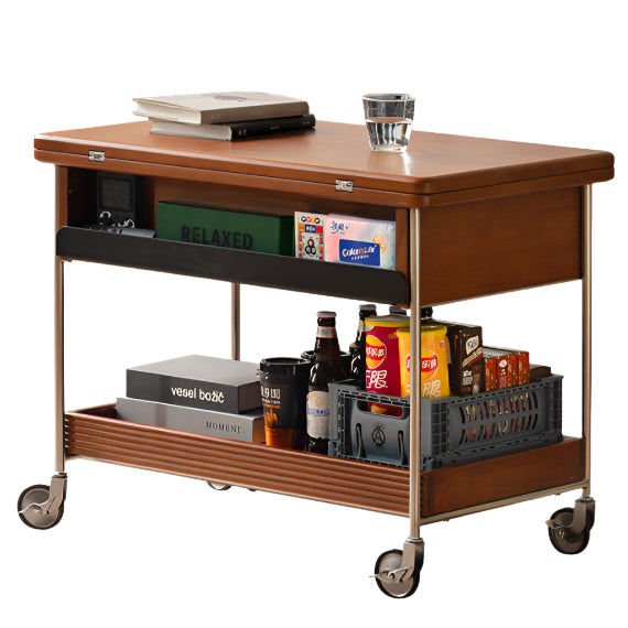 Poplar Solid Wood Middle Ancient Style Mobile Tea Table