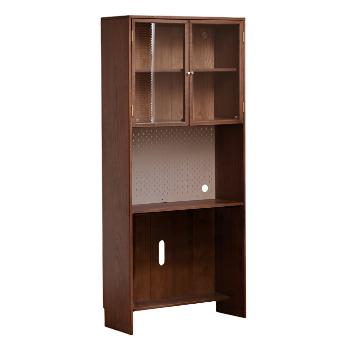 Oak, Black Walnut Solid Wood Office Desk With Integrated Bookshelf