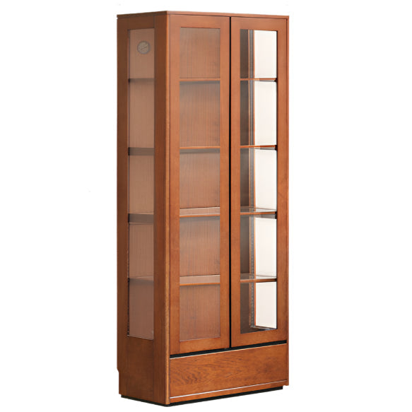 Poplar Solid Wood Antique Style Glass Bookshelf