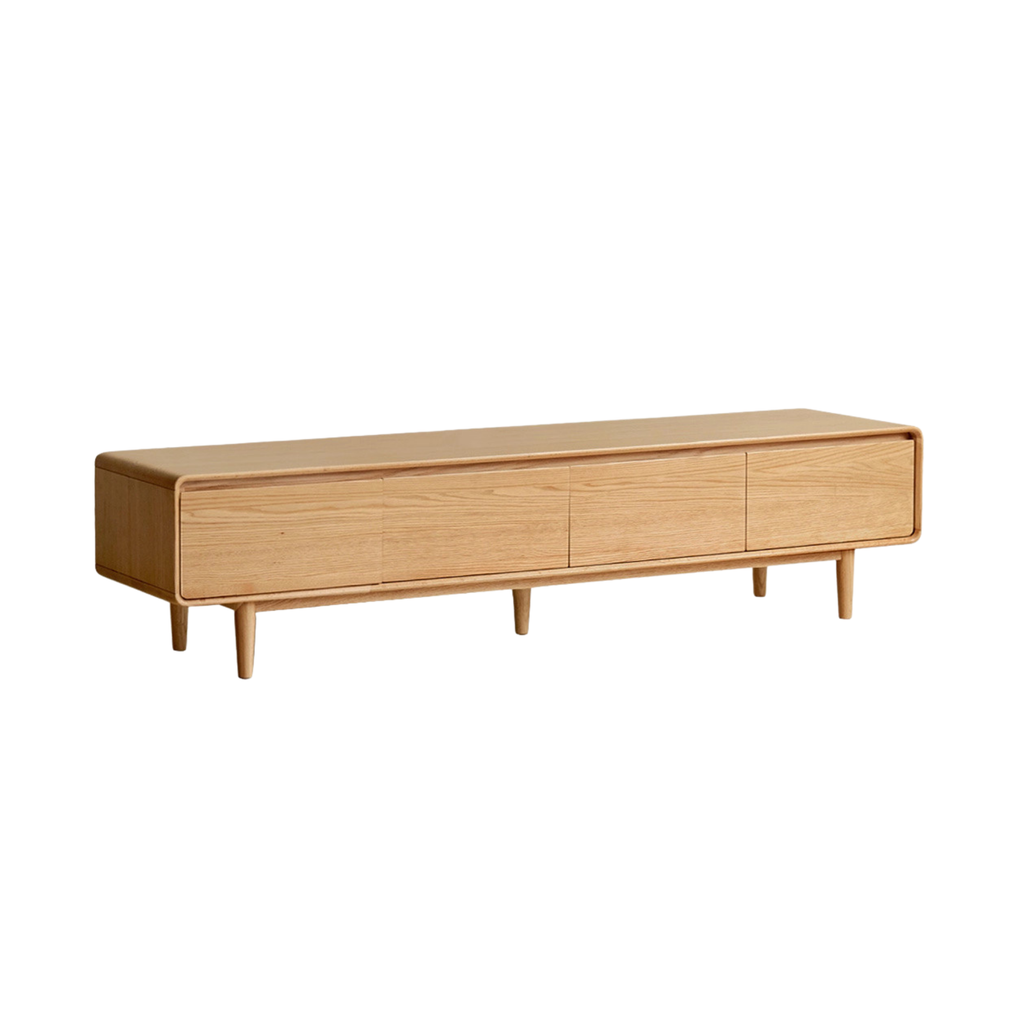 Solid Rubberwood, Oak Solid Wood Scandinavian TV Stand