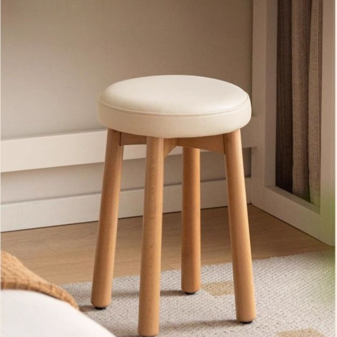 Solid Rubberwood Modern Soft Makeup Stool