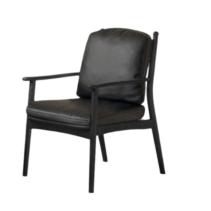 Poplar Solid Wood French Retro Black Backrest Soft Armchair