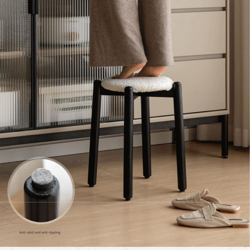 Solid Rubberwood Modern Stacking Stool