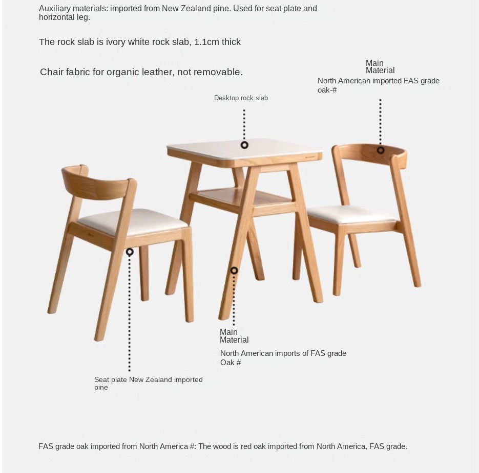 Oak Solid Wood Restaurant Rock Board Dining Table