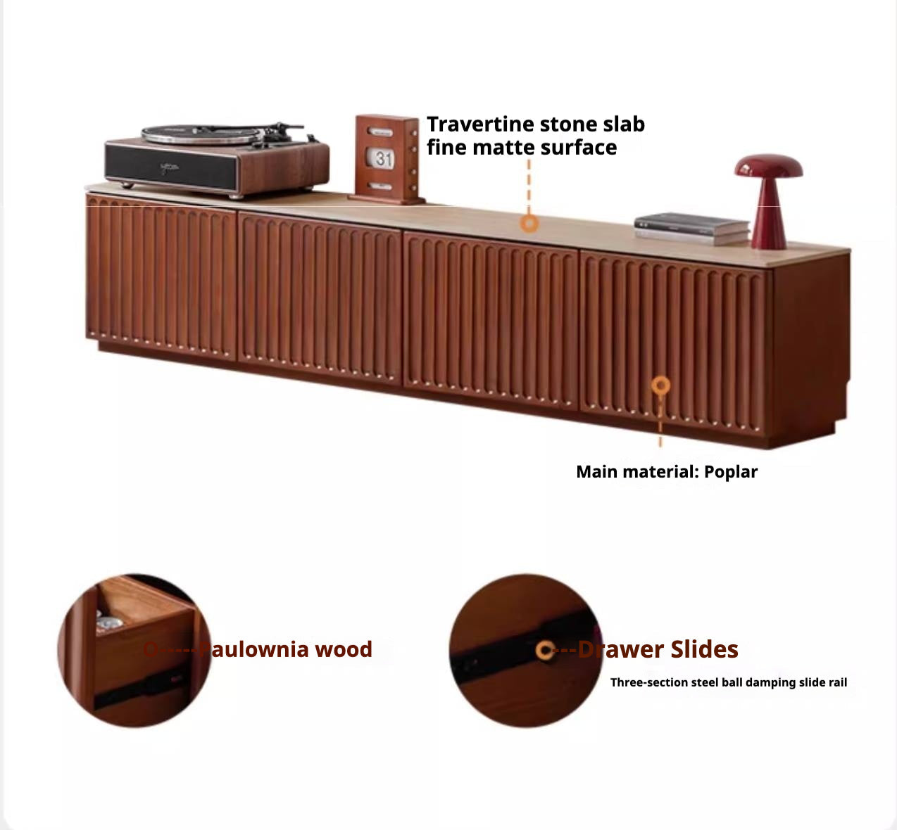 Poplar Solid Wood Antique Style TV Stand