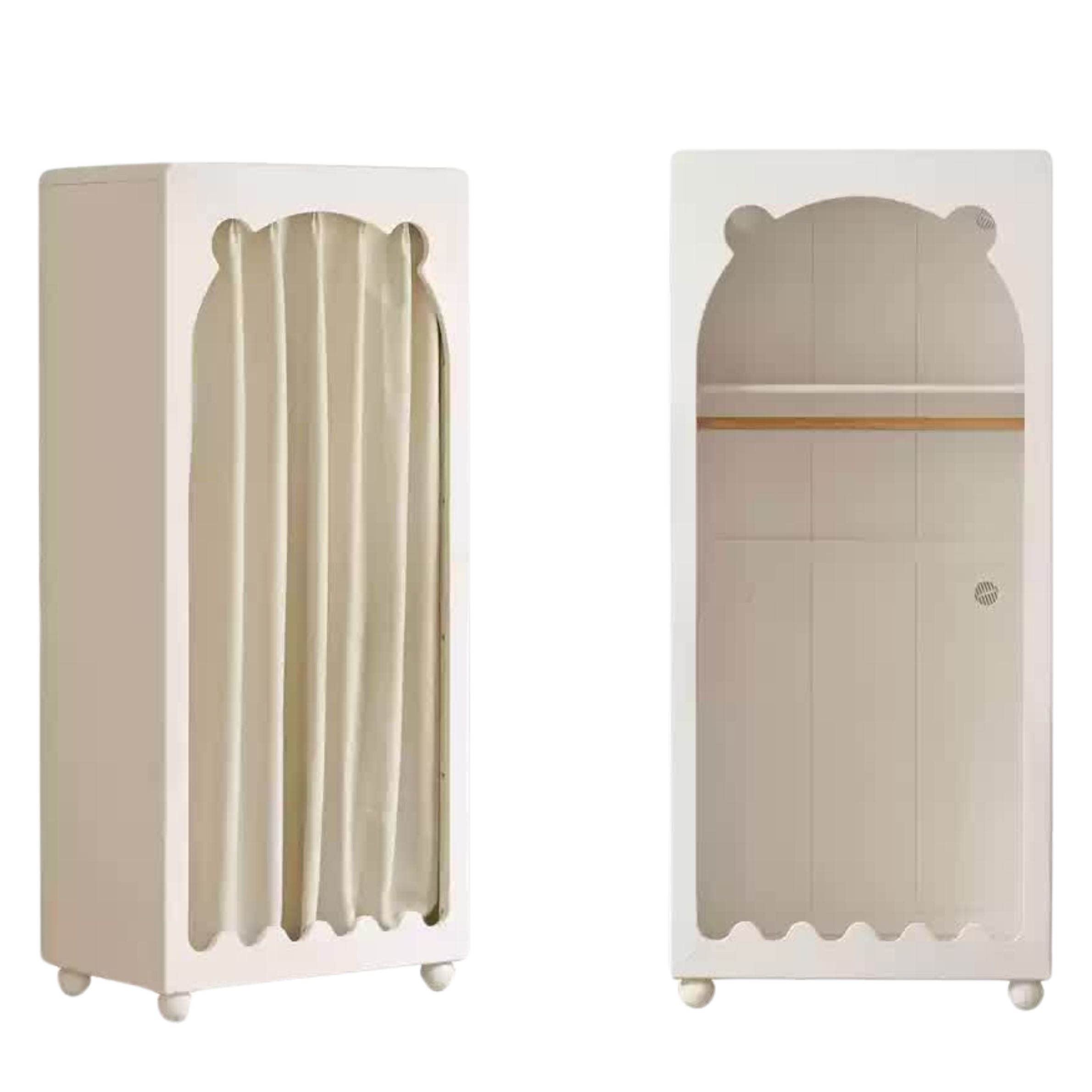 Solid Rubberwood Cream Style Children's Wardrobe