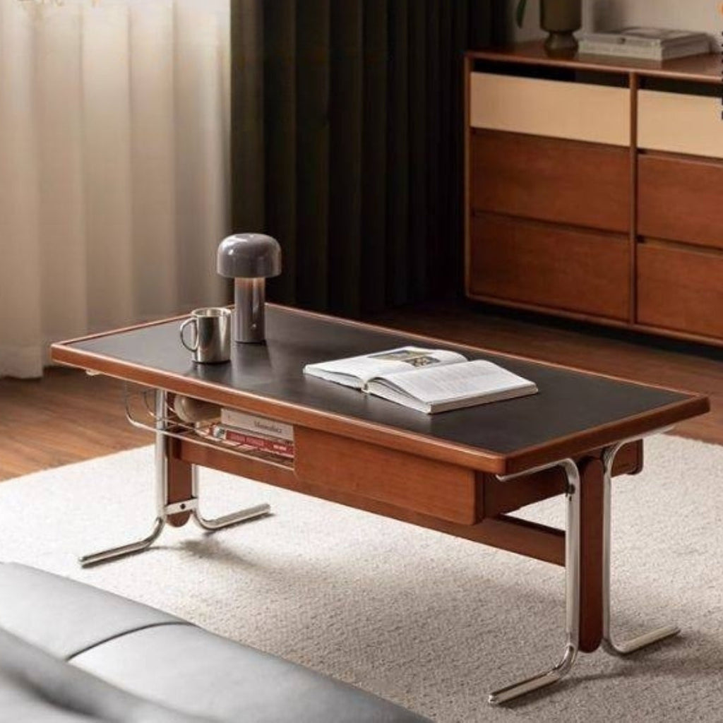 Poplar Solid Wood Ancient Style Rock Plate Tea Table