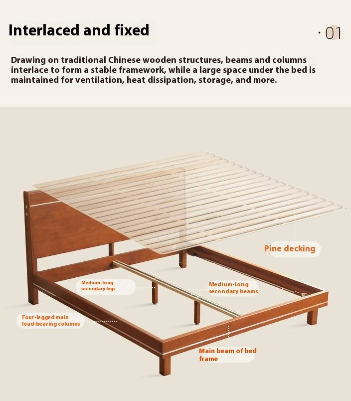 Poplar Solid Wood Luminous Bed Bauhaus Style