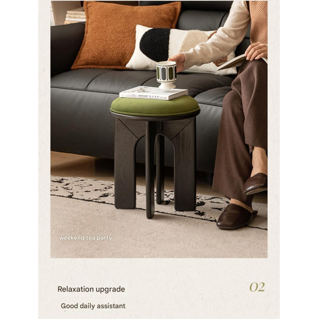 Oak, Beech Solid Wood, Solid RubberWood French Retro Round Stool