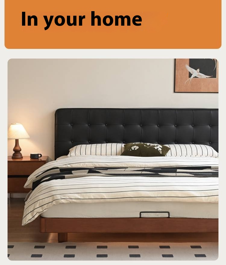 Poplar Solid Wood Eco Cloud Leather Soft Bed