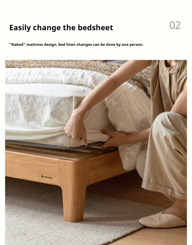 Rubberwood Solid Wood Bed