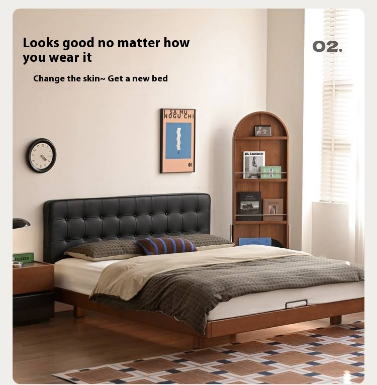 Poplar Solid Wood Eco Cloud Leather Soft Bed