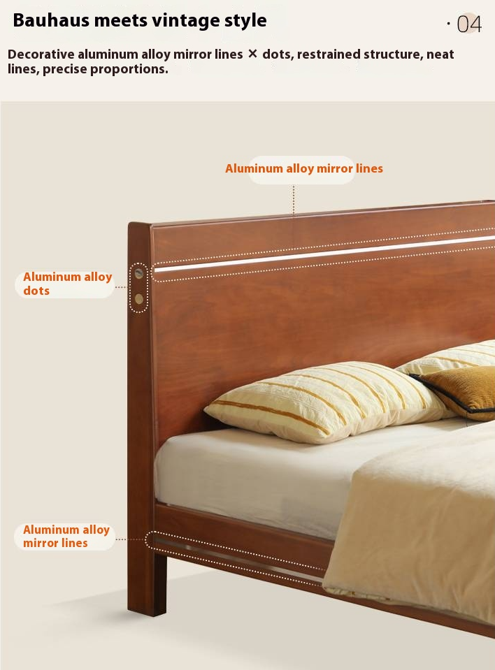 Poplar Solid Wood Luminous Bed Bauhaus Style