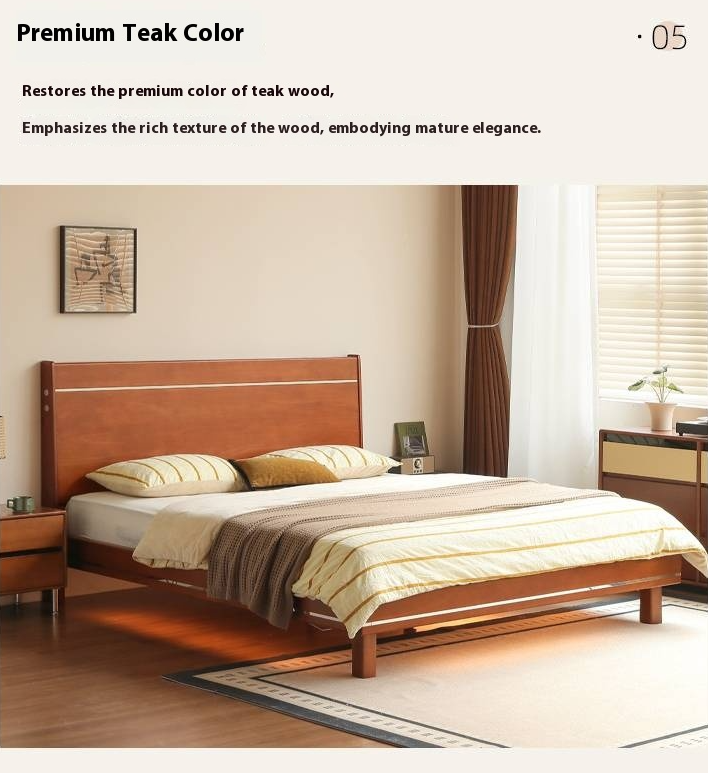 Poplar Solid Wood Luminous Bed Bauhaus Style