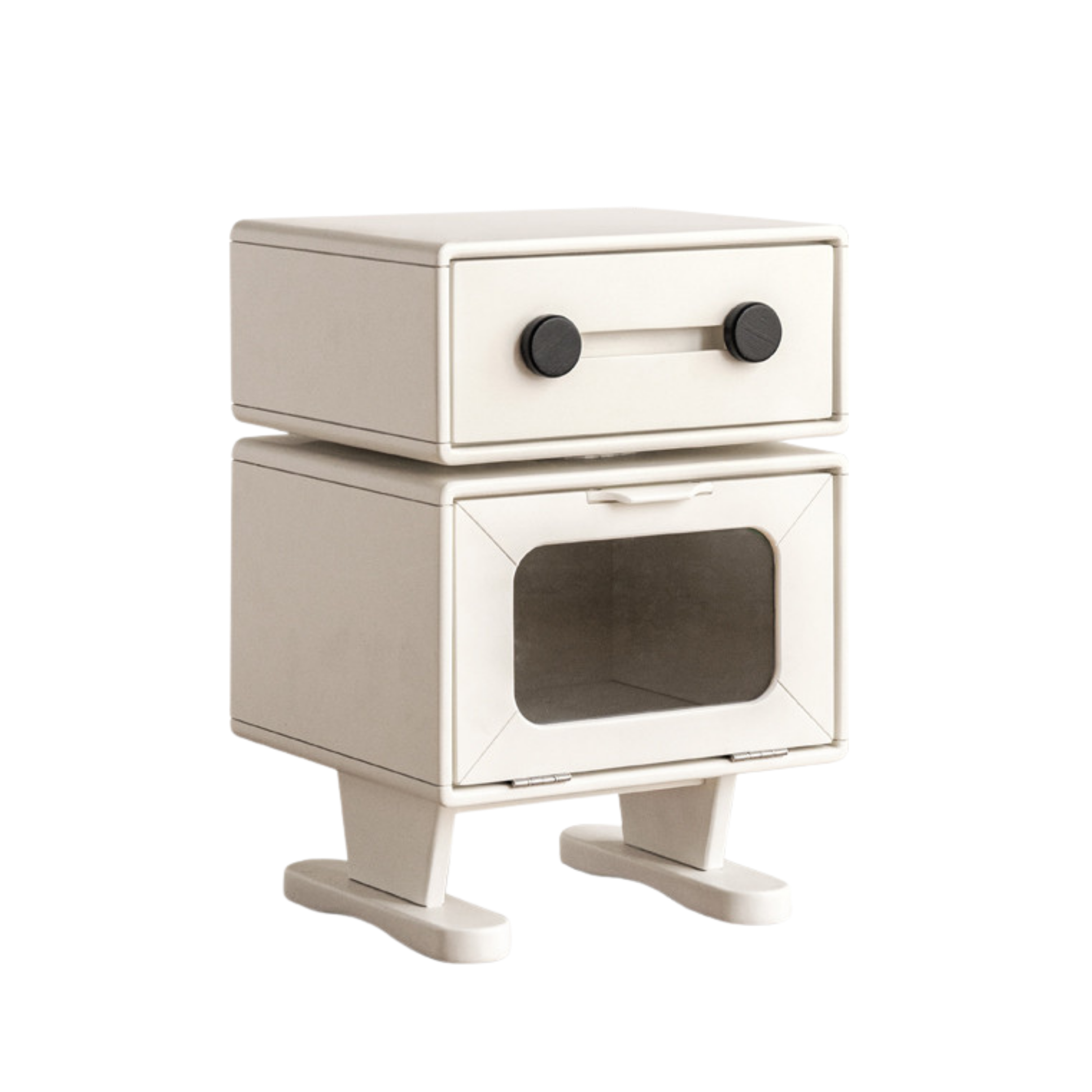 Solid Rubberwood Cream Style Nightstand