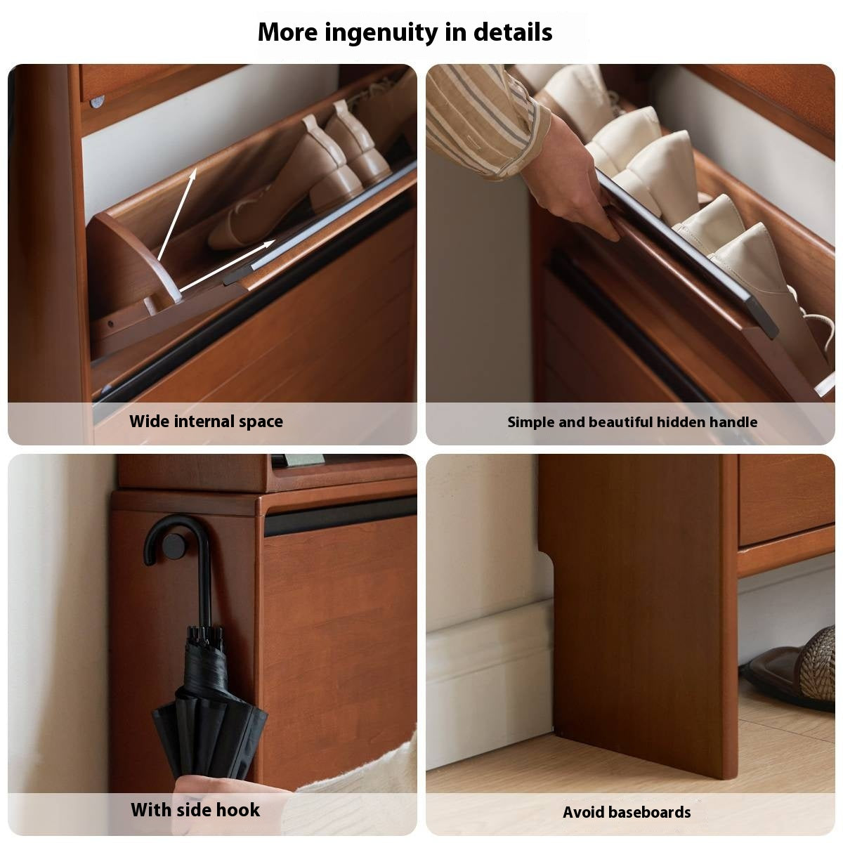 Poplar Solid Wood Middle-Age Ultra-Thin Shoe Cabinet