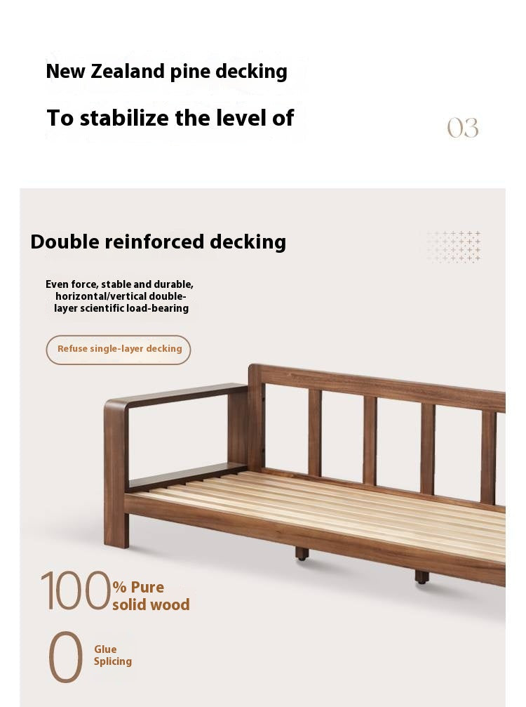 Walnut Solid Wood Three Seat Fabric Sofa