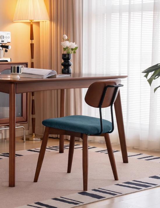 Set pcs 4 Beech, Cherry Solid Wood Medieval Style Soft Retro Dining Chair