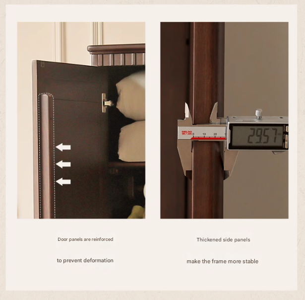 Poplar Solid Wood  American Retro Double Door Wardrobe.