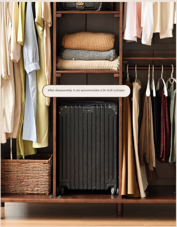 Poplar Solid Wood  American Retro Double Door Wardrobe.