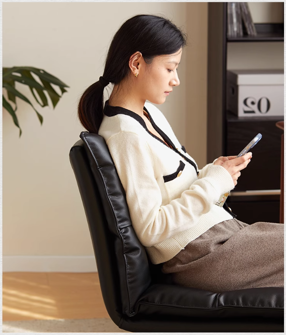 Organic Leather Rotating Modern Back Chair