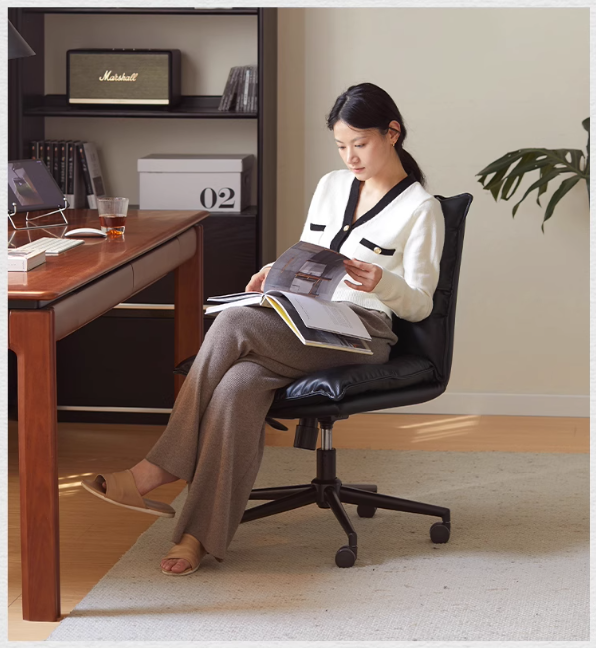 Organic Leather Rotating Modern Back Chair