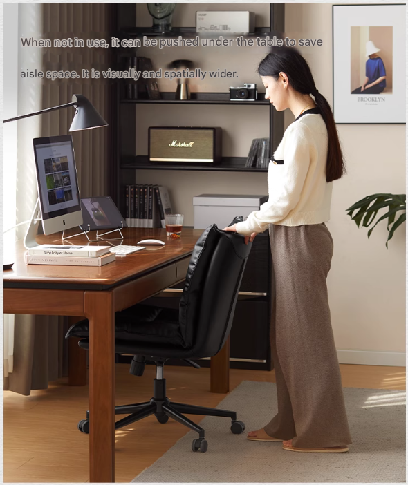 Organic Leather Rotating Modern Back Chair