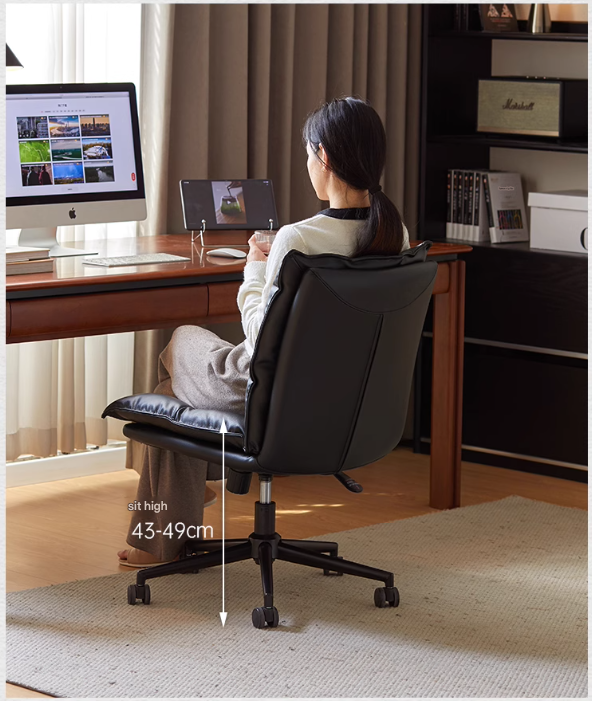 Organic Leather Rotating Modern Back Chair