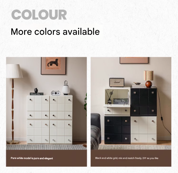 Solid Rubberwood Modern Modular Drawer Cabinet