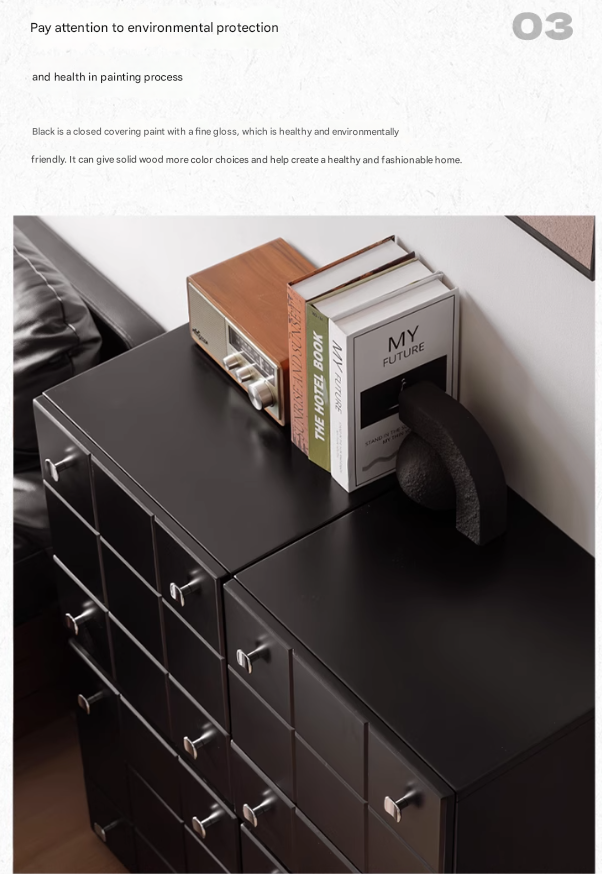 Solid Rubberwood Modern Modular Drawer Cabinet