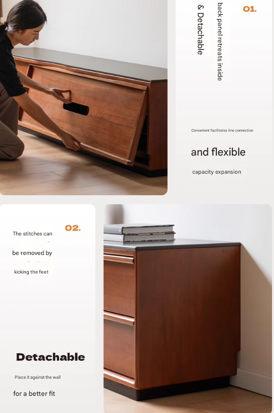 Poplar Solid Wood Antique Style Standing Rock Panel TV Cabinet